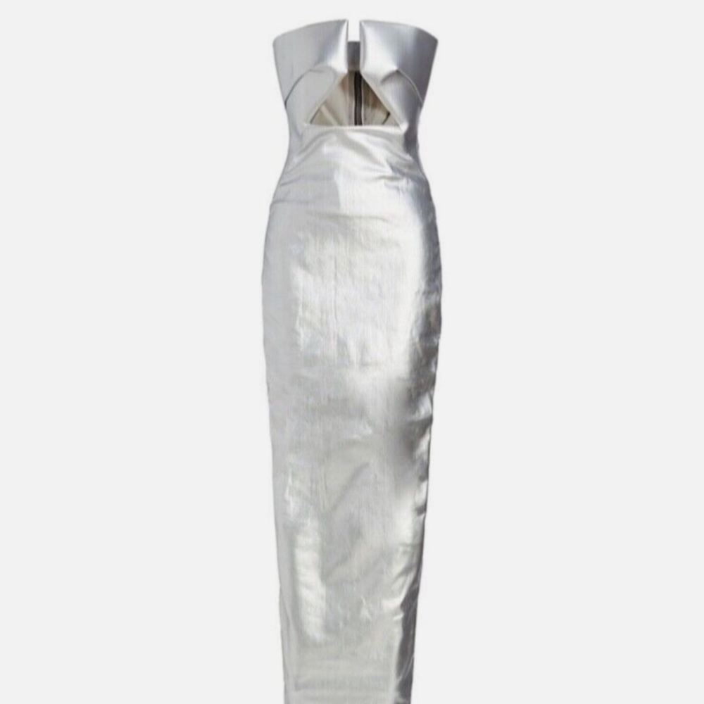 RICK OWENS METALLIC SILVER PRONG DRESS